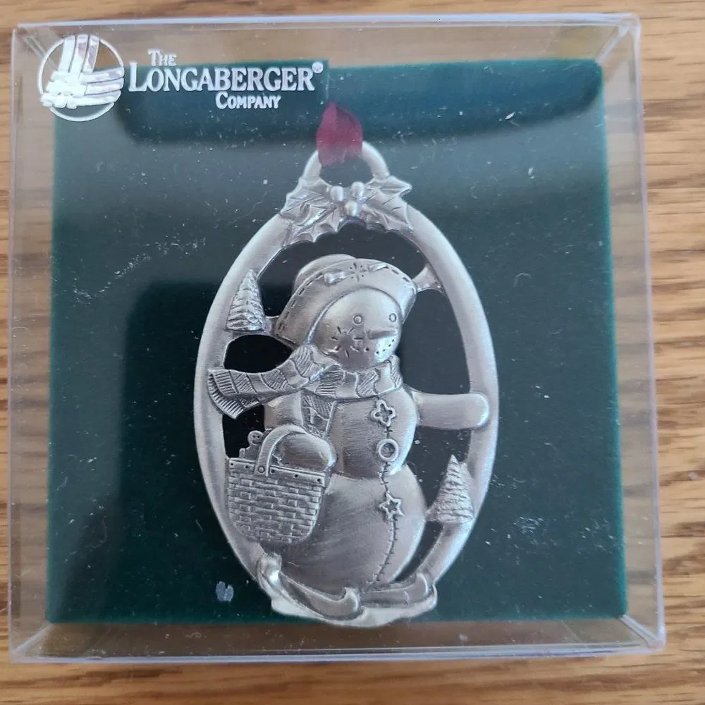 Longaberger Snow Friends Pewter Ornaments #72800 Snowball and Flurry 1999 NIB